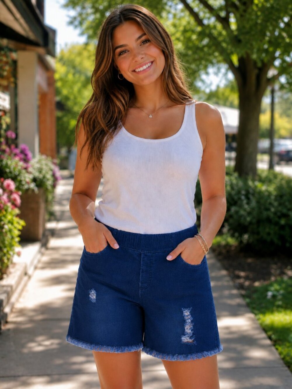 Amazon (No Tag) Distressed Denim Shorts Blue XXL